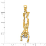 14k Two-Tone Gold Scuba Diver Pendant, Upside Down Diver with Fins and Gear, Nautical Charm