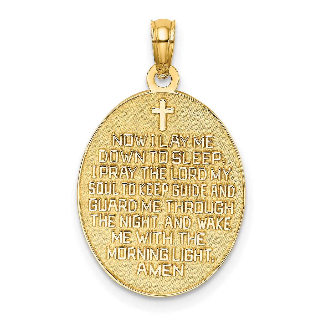 Reversible CHILDS PRAYER with Boy Charm Pendant in Real 14k Multi-Tone Gold