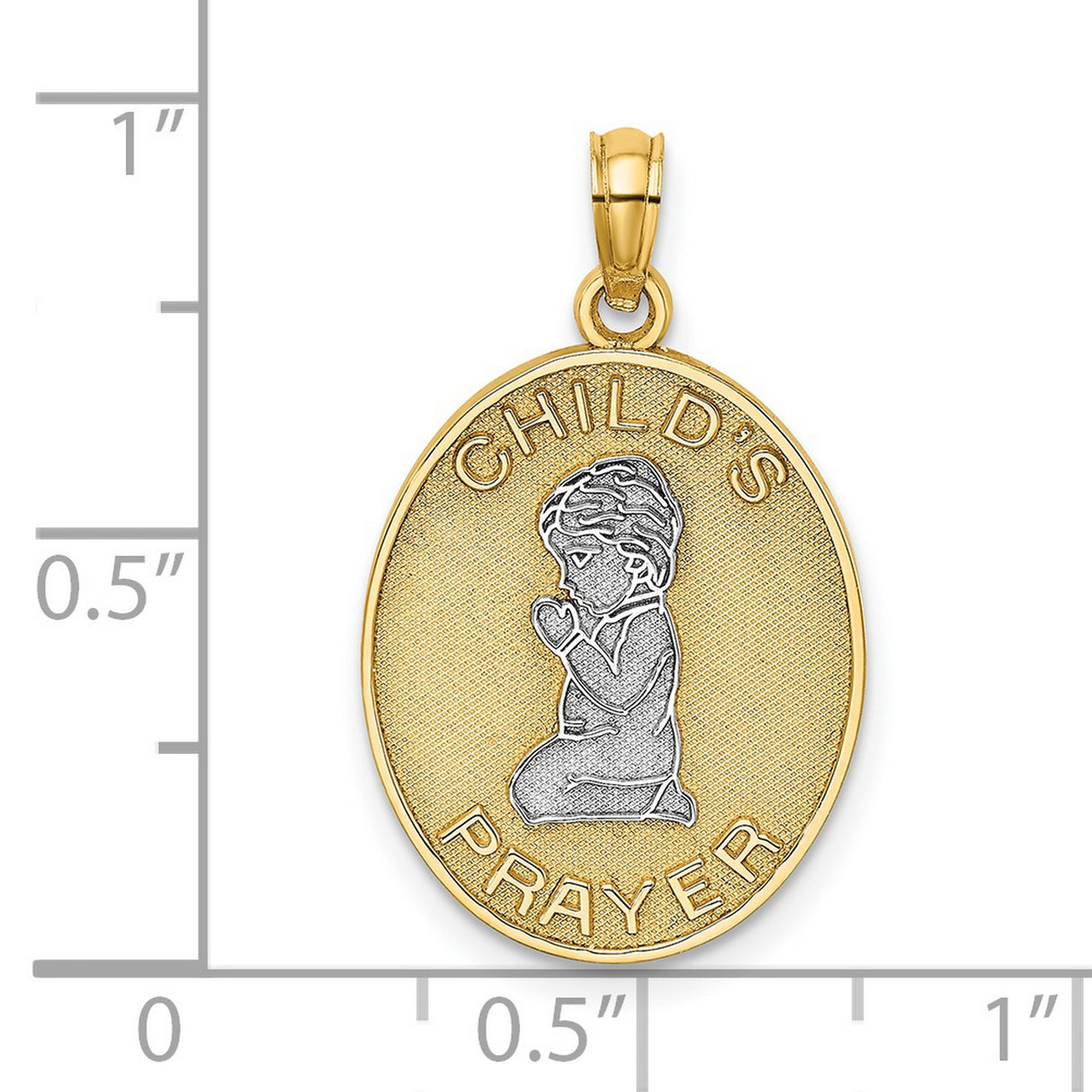 Reversible CHILDS PRAYER with Boy Charm Pendant in Real 14k Multi-Tone Gold