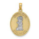 Reversible CHILDS PRAYER with Boy Charm Pendant in Real 14k Multi-Tone Gold