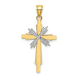 Fashion Cross Charm Pendant in Real 14k Multi-Tone Gold