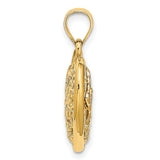 3-D Heart Butterfly Reversible Charm Pendant in Real 14k Multi-Tone Gold