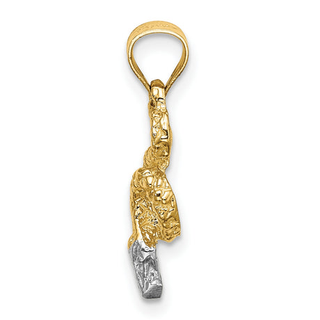 14k Multi-Tone Gold Snake Pendant with Rhodium Head, Coiled Serpent Design