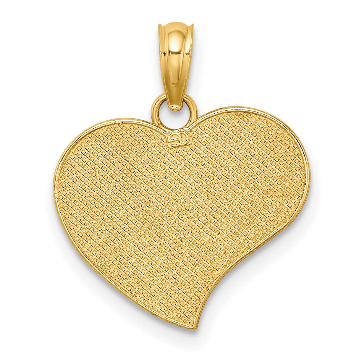 14k Two-Tone Gold Heart Pendant with Praying Angel and MOM Design for Women