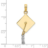 14k Multi-Tone Gold Graduation Cap Pendant with Detailed Tassel Charm, Unisex Academic Jewelry
