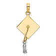14k Multi-Tone Gold Graduation Cap Pendant with Detailed Tassel Charm, Unisex Academic Jewelry