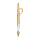 14k Multi-Tone Gold Paintbrush Pendant with Rhodium Tip, Artistic Design Charm
