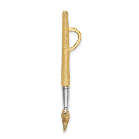 14k Multi-Tone Gold Paintbrush Pendant with Rhodium Tip, Artistic Design Charm