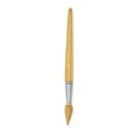14k Multi-Tone Gold Paintbrush Pendant with Rhodium Tip, Artistic Design Charm