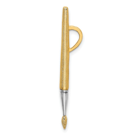 14k Multi-Tone Gold Paintbrush Pendant with Rhodium Accent, Artistic Design for Art Lovers