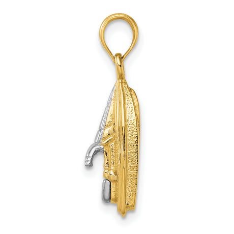 14k Multi-Tone Gold Sailboat Pendant, Nautical Marine Charm for Sailing Lovers