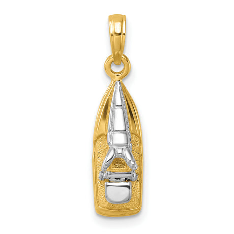 14k Multi-Tone Gold Sailboat Pendant, Nautical Marine Charm for Sailing Lovers