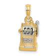 14k Multi-Tone Gold Slot Machine Pendant with Movable Handle, Triple Seven Design