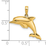 14k Multi-Tone Gold Dolphin Pendant, Sleek Ocean Theme Marine Life Charm for Women or Teens