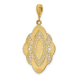 14k Multi-Tone Gold Pendant with Ornate Rhodium Accents, Filigree, Vintage Baroque Design
