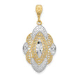 14k Multi-Tone Gold Pendant with Ornate Rhodium Accents, Filigree, Vintage Baroque Design