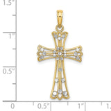 Cross Charm Pendant in Real 14k Multi-Tone Gold