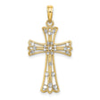 Cross Charm Pendant in Real 14k Multi-Tone Gold