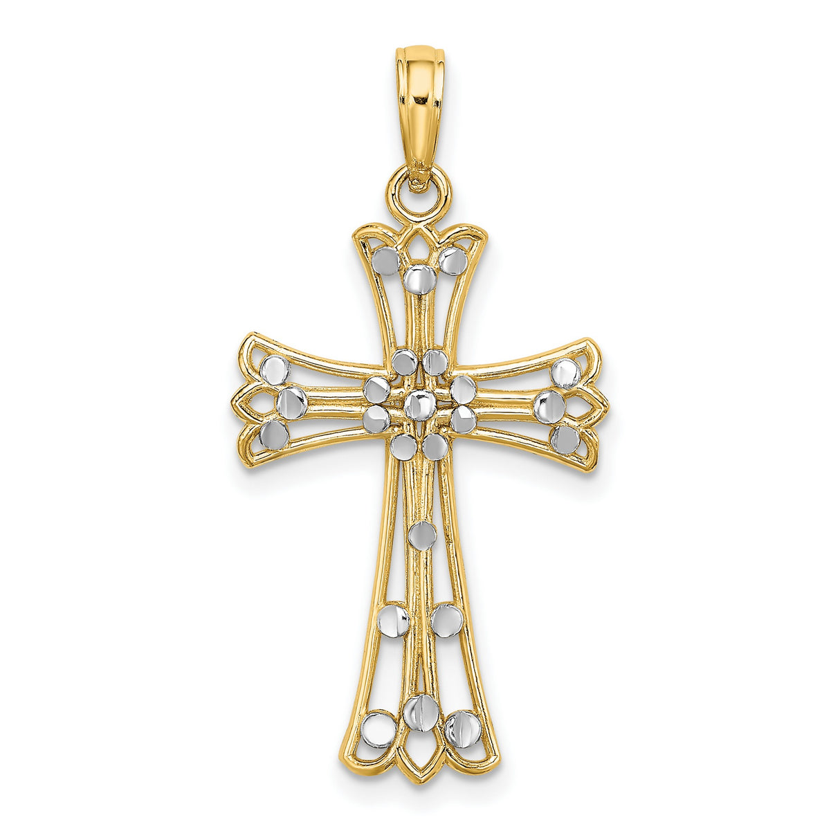 Cross Charm Pendant in Real 14k Multi-Tone Gold