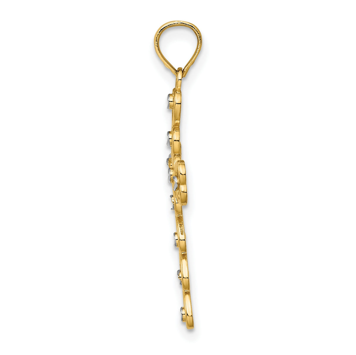 Heart Cross Charm Pendant in Real 14k Multi-Tone Gold