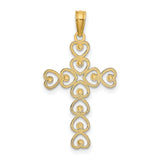 Heart Cross Charm Pendant in Real 14k Multi-Tone Gold