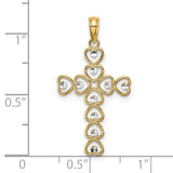 Heart Cross Charm Pendant in Real 14k Multi-Tone Gold