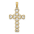 Heart Cross Charm Pendant in Real 14k Multi-Tone Gold