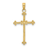 Thin Cross Charm Pendant in Real 14k Multi-Tone Gold