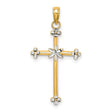 Thin Cross Charm Pendant in Real 14k Multi-Tone Gold