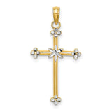 Thin Cross Charm Pendant in Real 14k Multi-Tone Gold