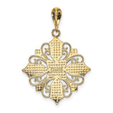 14k Multi-Tone Gold Filigree Cross Pendant, Ornate Christian Design for Women