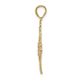 14k Two-Tone Gold Filigree Floral Pendant with Scrollwork Detail for Women