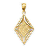 14k Multi-Tone Gold Pendant with Sunburst Design and Rhodium Detail