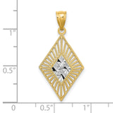 14k Multi-Tone Gold Pendant with Sunburst Design and Rhodium Detail