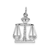 14k White Gold Scales of Justice Pendant, Balance Symbol Charm, Law Theme Jewelry