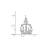 14k White Gold Scales of Justice Pendant, Balance Symbol Charm, Law Theme Jewelry