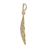 14k Multi-Tone Gold Floral Filigree Pendant, Two-Tone Openwork Design for Women