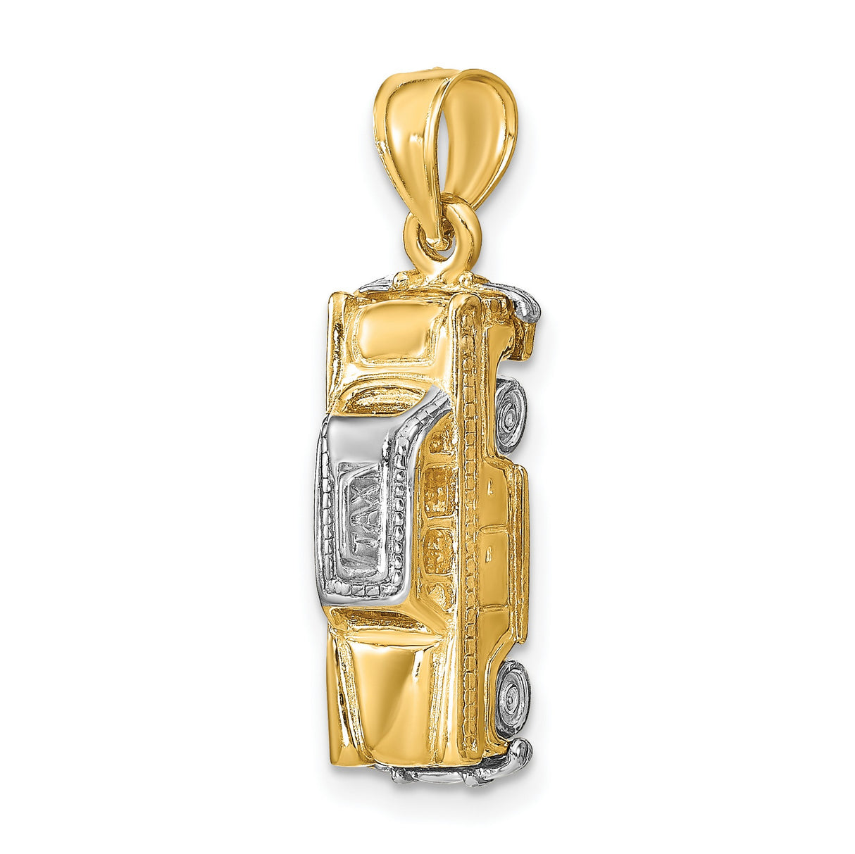 14k Two-Tone Gold Classic Car Pendant, Detailed Vintage Automobile Design for Men