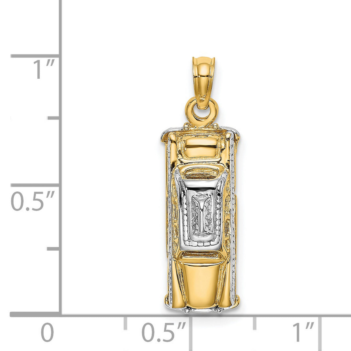 14k Two-Tone Gold Classic Car Pendant, Detailed Vintage Automobile Design for Men