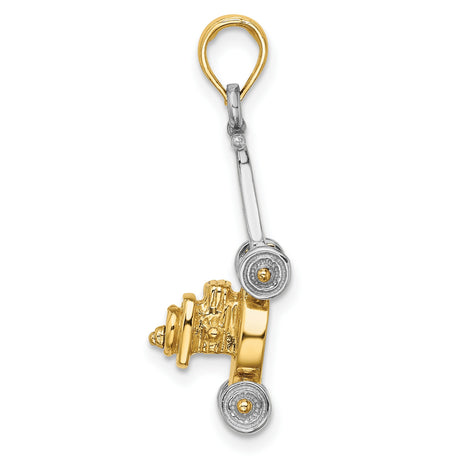 14k Two-Tone Gold Boxing Glove Pendant with Speed Bag and Bar Detail