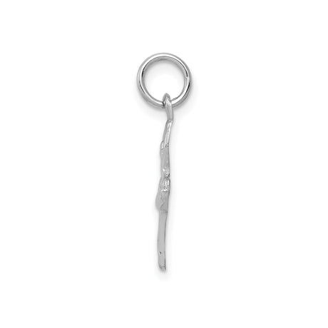14k White Gold Ballerina Pendant with Arabesque Pose, Ballet Dance Charm for Women