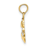 14k Multi-Tone Gold Snowman Pendant with Scarf and Hat, Christmas Holiday Charm
