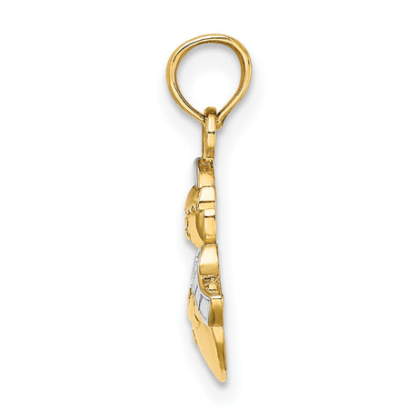 14k Multi-Tone Gold Snowman Pendant with Scarf and Hat, Christmas Holiday Charm