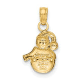 14k Multi-Tone Gold Snowman Pendant with Scarf and Hat, Christmas Holiday Charm