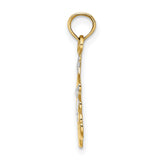 14k Multi-Tone Gold Christmas Tree Pendant with Star and Love Base, Holiday Charm for Women