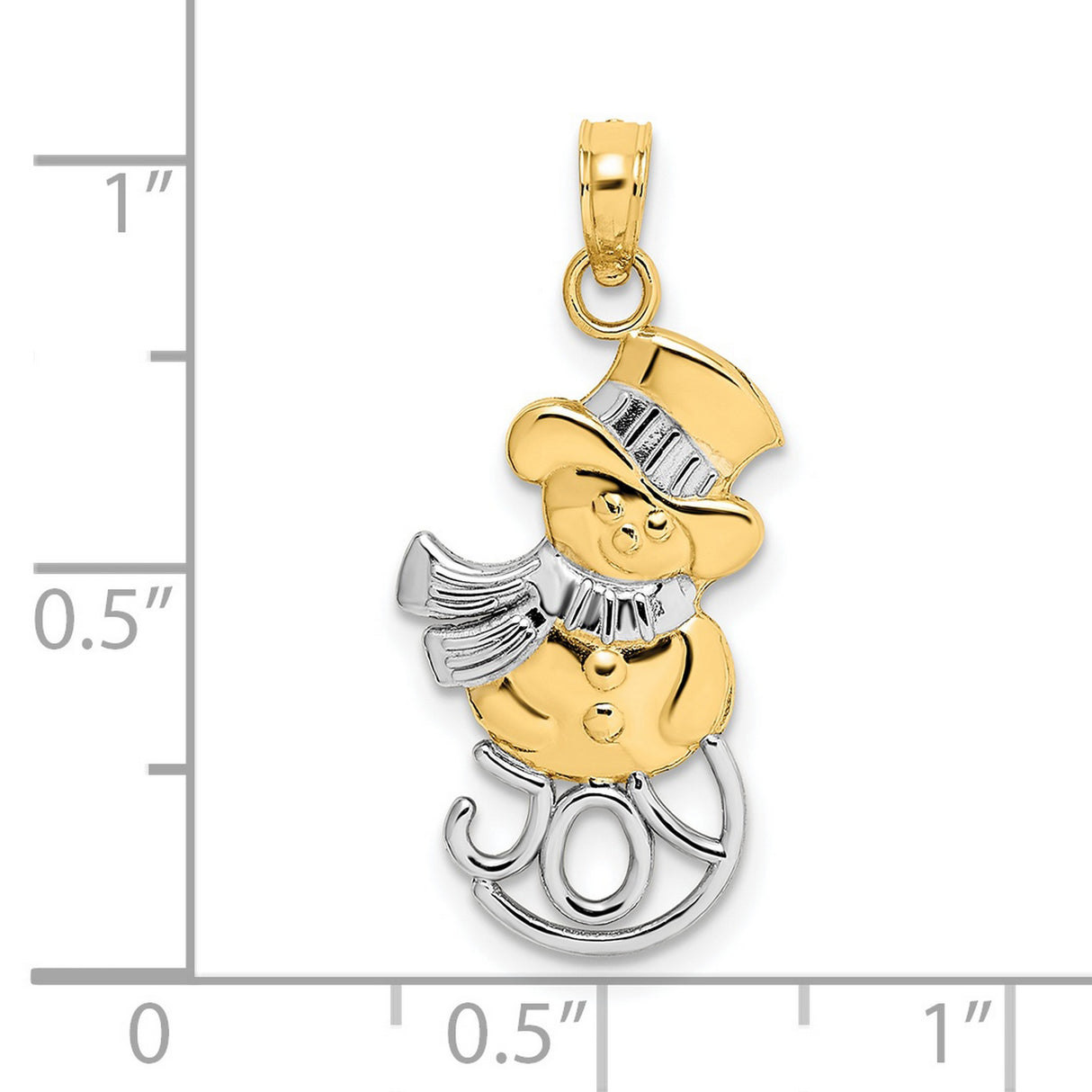 14k Multi-Tone Gold Snowman Joy Pendant with Scarf and Top Hat, Festive Christmas Charm