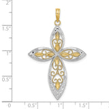 Beaded Filigree Cross Charm Pendant in Real 14k Multi-Tone Gold