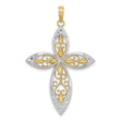 Beaded Filigree Cross Charm Pendant in Real 14k Multi-Tone Gold