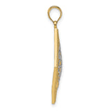 14k Two-Tone Gold Pendant, Diamond-Shaped Filigree with Openwork Scroll Design, Vintage Style