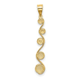 14k Multi-Tone Gold Pendant with Swirl Wave Design and Diamond Cut Circle Accents for Women